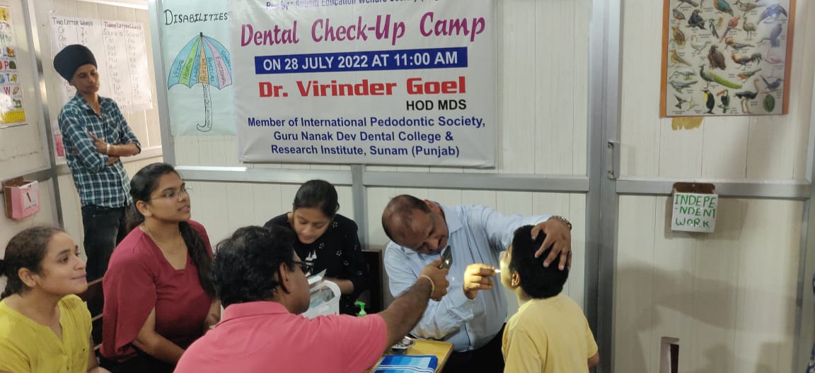 An oral health checkup camp was organised at Vishwas School for Autism on 28th July 2022. A total of 25 austistic children were examined by department of Pediatric & Preventive Dentistry, Sunam. The caries preventive treatment was provided to 18 needful children.